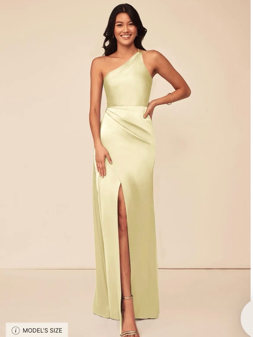 Azazie One-Shoulder Sage Green Satin Evening Dress
